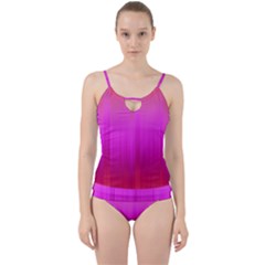 Fuchsia Ombre Color  Cut Out Top Tankini Set by SpinnyChairDesigns