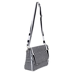 Black And White Stripes Shoulder Bag With Back Zipper by SpinnyChairDesigns