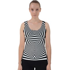 Black And White Stripes Velvet Tank Top