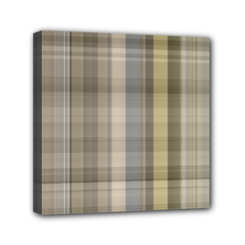 Beige Tan Madras Plaid Mini Canvas 6  X 6  (stretched) by SpinnyChairDesigns