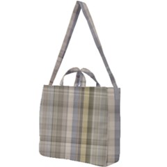 Beige Tan Madras Plaid Square Shoulder Tote Bag by SpinnyChairDesigns