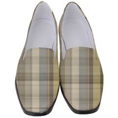 Beige Tan Madras Plaid Women s Classic Loafer Heels by SpinnyChairDesigns