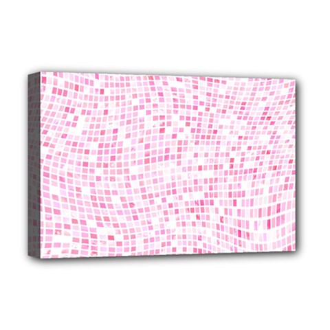 Pink And White Checkered Deluxe Canvas 18  X 12  (stretched) by SpinnyChairDesigns