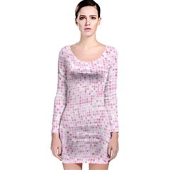 Pink And White Checkered Long Sleeve Bodycon Dress by SpinnyChairDesigns