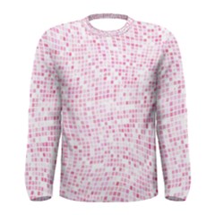 Pink And White Checkered Men s Long Sleeve Tee by SpinnyChairDesigns
