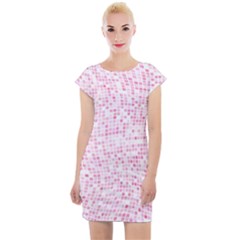 Pink And White Checkered Cap Sleeve Bodycon Dress by SpinnyChairDesigns