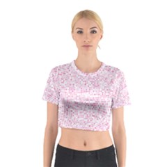 Pink And White Checkered Cotton Crop Top by SpinnyChairDesigns