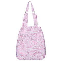 Pink And White Checkered Center Zip Backpack by SpinnyChairDesigns