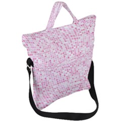 Pink And White Checkered Fold Over Handle Tote Bag by SpinnyChairDesigns