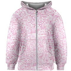 Pink And White Checkered Kids  Zipper Hoodie Without Drawstring by SpinnyChairDesigns