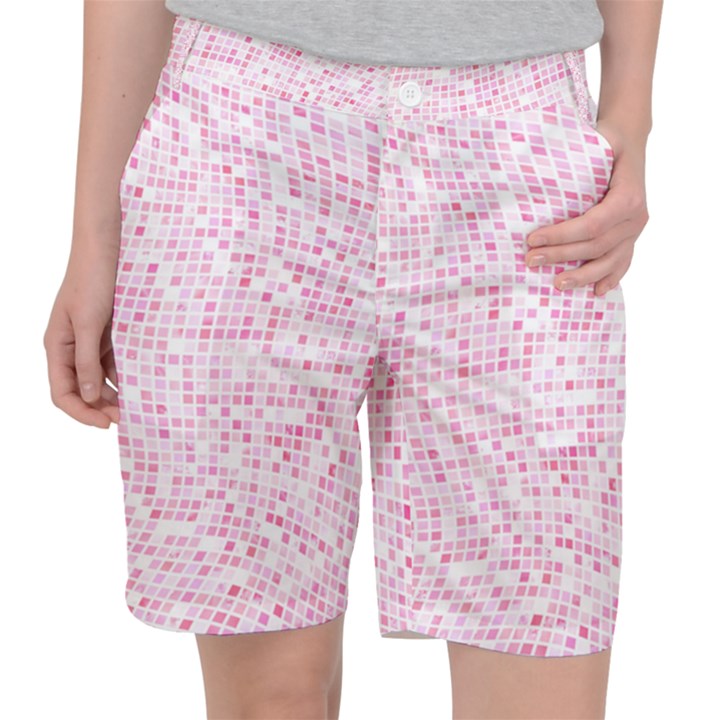 Pink and White Checkered Pocket Shorts