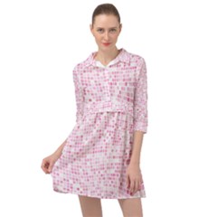 Pink And White Checkered Mini Skater Shirt Dress by SpinnyChairDesigns