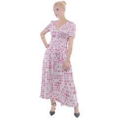 Pink And White Checkered Button Up Short Sleeve Maxi Dress by SpinnyChairDesigns