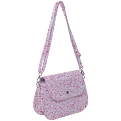 Pink And White Checkered Saddle Handbag