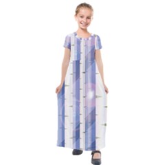 Birch Tree Forest Digital Kids  Short Sleeve Maxi Dress