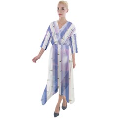 Birch Tree Forest Digital Quarter Sleeve Wrap Front Maxi Dress