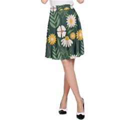 Flower Green Pattern Floral A-line Skirt