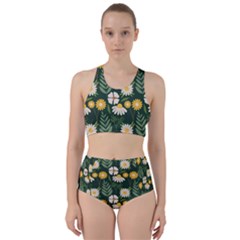 Flower Green Pattern Floral Racer Back Bikini Set by Alisyart