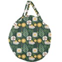 Flower Green Pattern Floral Giant Round Zipper Tote View2