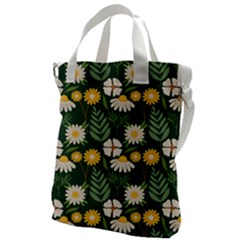 Flower Green Pattern Floral Canvas Messenger Bag by Alisyart