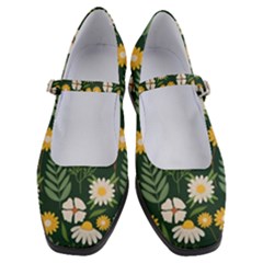 Flower Green Pattern Floral Women s Mary Jane Shoes by Alisyart