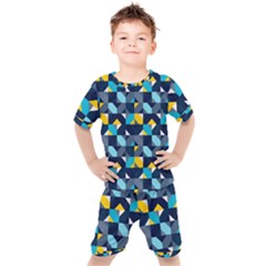 Geometric Hypnotic Shapes Kids  Tee And Shorts Set by tmsartbazaar