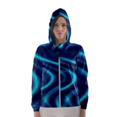 Blue Wavy Women s Hooded Windbreaker by Sabelacarlos