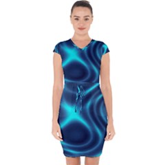 Blue Wave 2 Capsleeve Drawstring Dress 