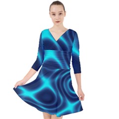 Blue Wave 2 Quarter Sleeve Front Wrap Dress by Sabelacarlos