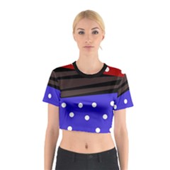 Mixed-lines-dots Black-bg Cotton Crop Top