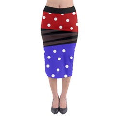 Mixed-lines-dots Black-bg Midi Pencil Skirt