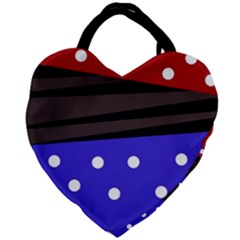 Mixed-lines-dots Black-bg Giant Heart Shaped Tote by Casemiro