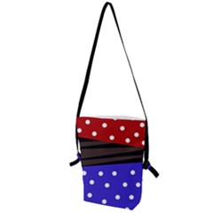 Mixed-lines-dots Black-bg Folding Shoulder Bag