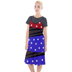 Mixed-lines-dots Black-bg Camis Fishtail Dress by Casemiro