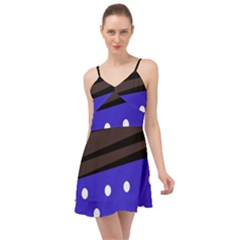 Mixed-lines-dots Black-bg Summer Time Chiffon Dress