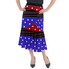 Mixed-lines-dots Black-bg Midi Mermaid Skirt by Casemiro