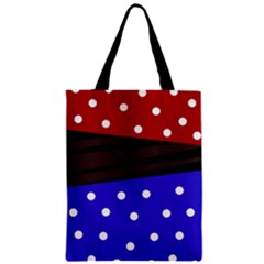 Mixed Polka Dots And Lines Pattern, Blue, Red, Brown Zipper Classic Tote Bag by Casemiro