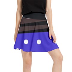 Mixed-lines-dots Black-bg Waistband Skirt