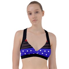 Mixed Polka Dots And Lines Pattern, Blue, Red, Brown Sweetheart Sports Bra by Casemiro