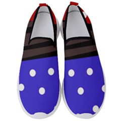 Mixed Polka Dots And Lines Pattern, Blue, Red, Brown Men s Slip On Sneakers by Casemiro