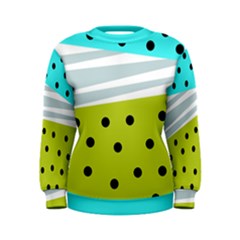 Mixed Polka Dots And Lines Pattern, Blue, Yellow, Silver, White Colors Women s Sweatshirt by Casemiro