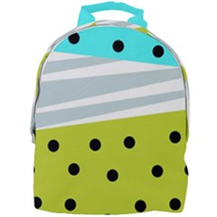 Mixed Polka Dots And Lines Pattern, Blue, Yellow, Silver, White Colors Mini Full Print Backpack by Casemiro