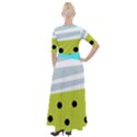 Mixed polka dots and lines pattern, blue, yellow, silver, white colors Half Sleeves Maxi Dress View2