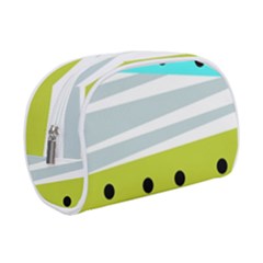 Mixed Polka Dots And Lines Pattern, Blue, Yellow, Silver, White Colors Makeup Case (small) by Casemiro