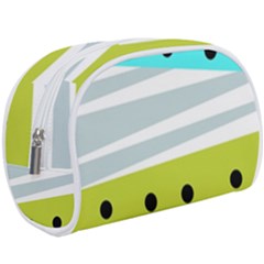 Mixed Polka Dots And Lines Pattern, Blue, Yellow, Silver, White Colors Makeup Case (large) by Casemiro