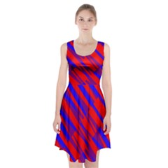 Geometric Blocks, Blue And Red Triangles, Abstract Pattern Racerback Midi Dress by Casemiro