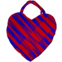 Geometric blocks, blue and red triangles, abstract pattern Giant Heart Shaped Tote View2