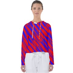 Geometric Blocks, Blue And Red Triangles, Abstract Pattern Women s Slouchy Sweat by Casemiro