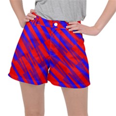 Geometric Blocks, Blue And Red Triangles, Abstract Pattern Ripstop Shorts by Casemiro