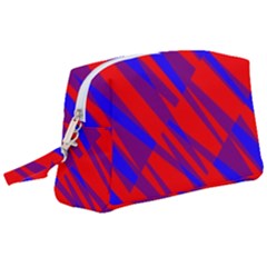 Geometric Blocks, Blue And Red Triangles, Abstract Pattern Wristlet Pouch Bag (large) by Casemiro